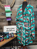 Teal Aztec Women's Western Bath Robe Baha Ranch Western Wear