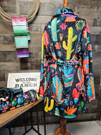 Crazy Cactus Lady Western Bath Robe Baha Ranch Western Wear