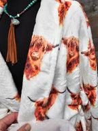 Highland Cow Women's Western Bath Robe Baha Ranch Western Wear