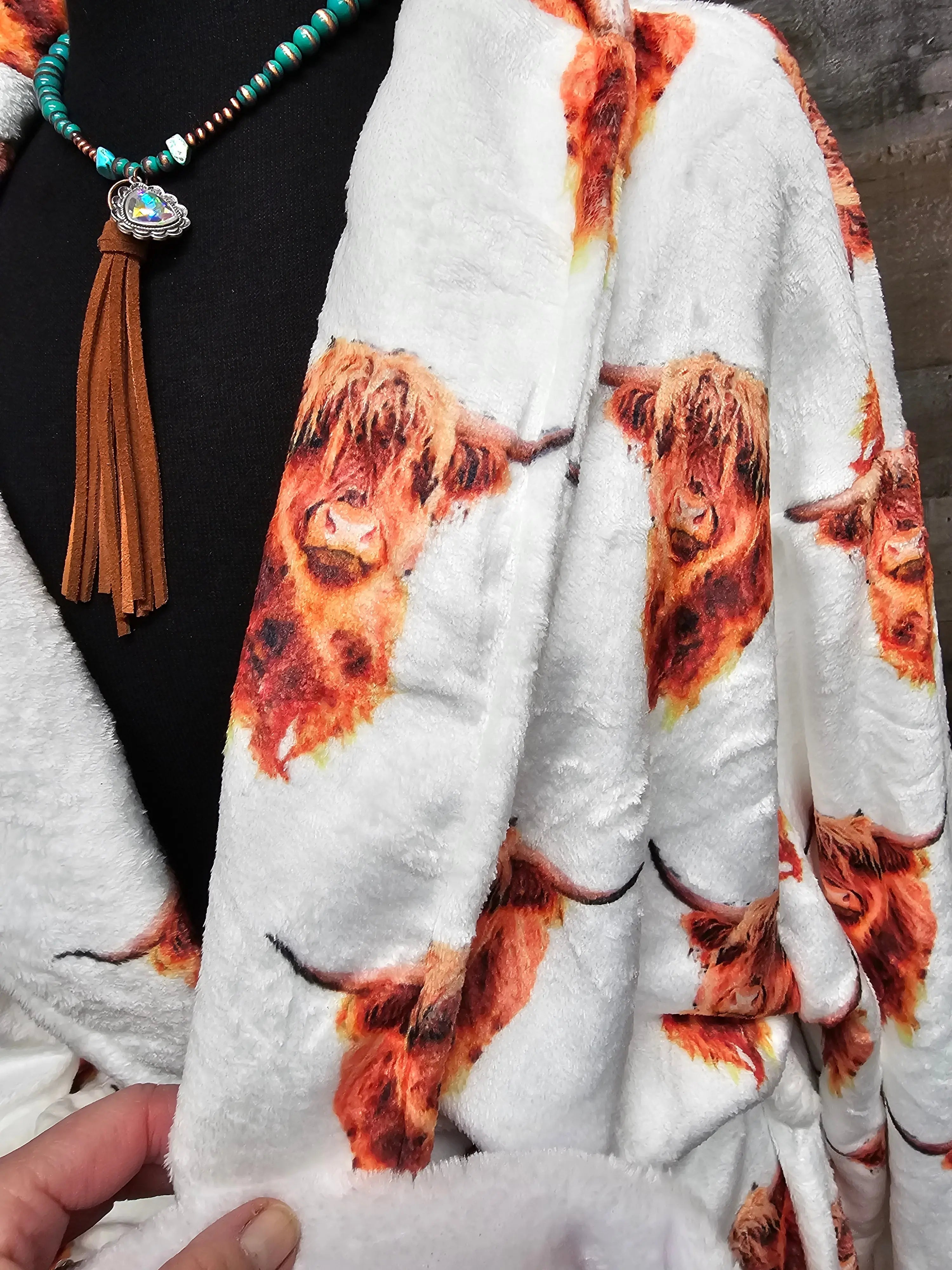 Highland Cow Women's Western Bath Robe Baha Ranch Western Wear