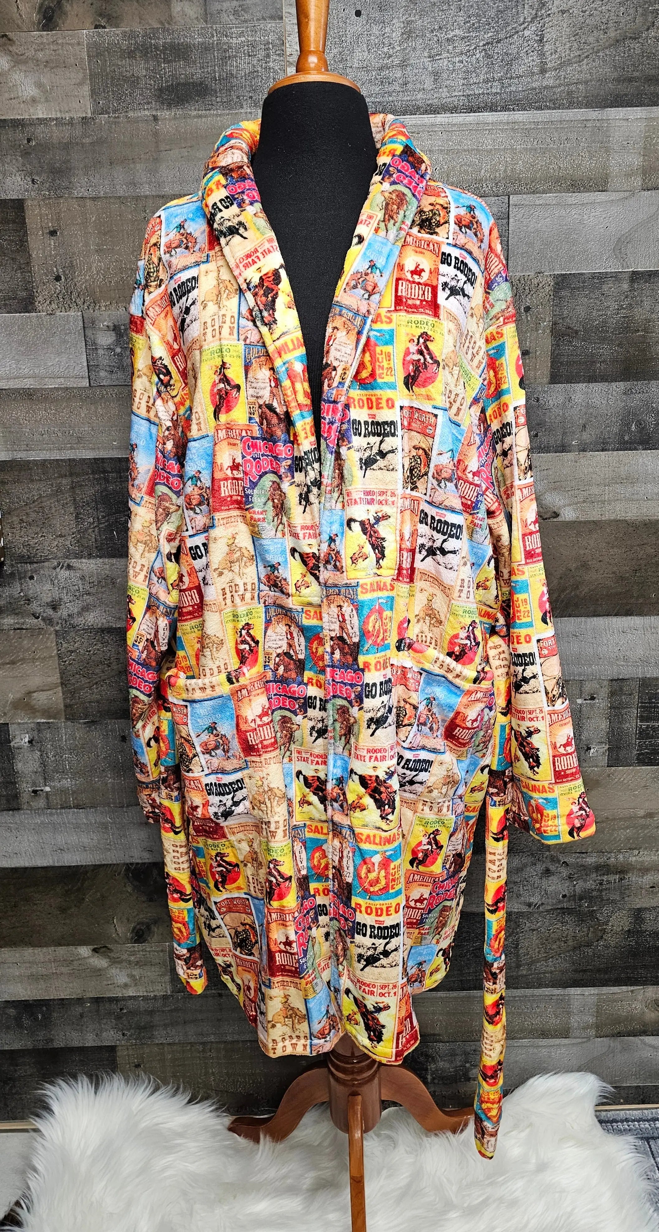 Vintage Rodeo Poster Women's Western Bath Robe Baha Ranch Western Wear
