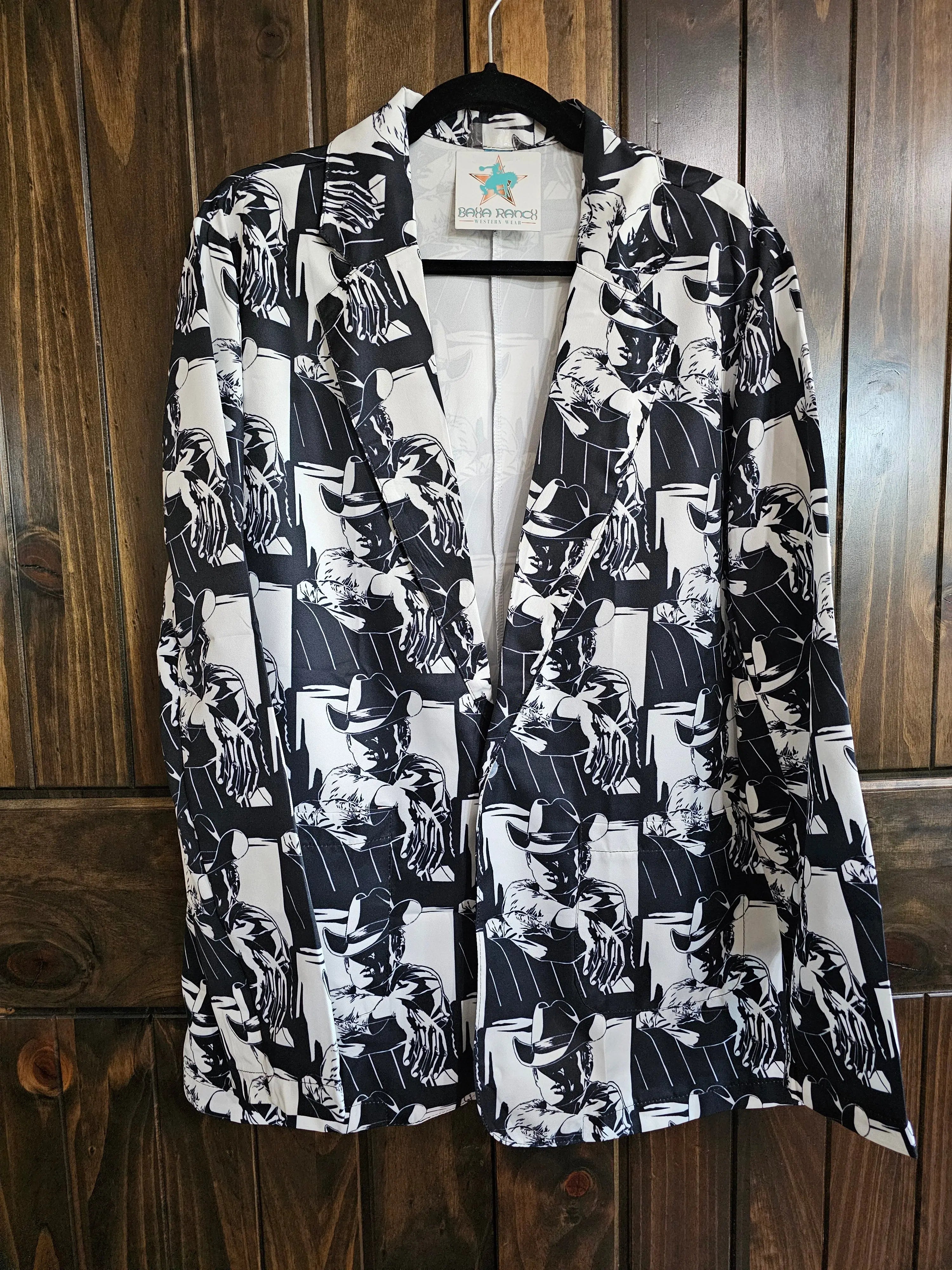 Baha Ranch Black White Cowboy Women's Western Blazer Baha Ranch Western Wear