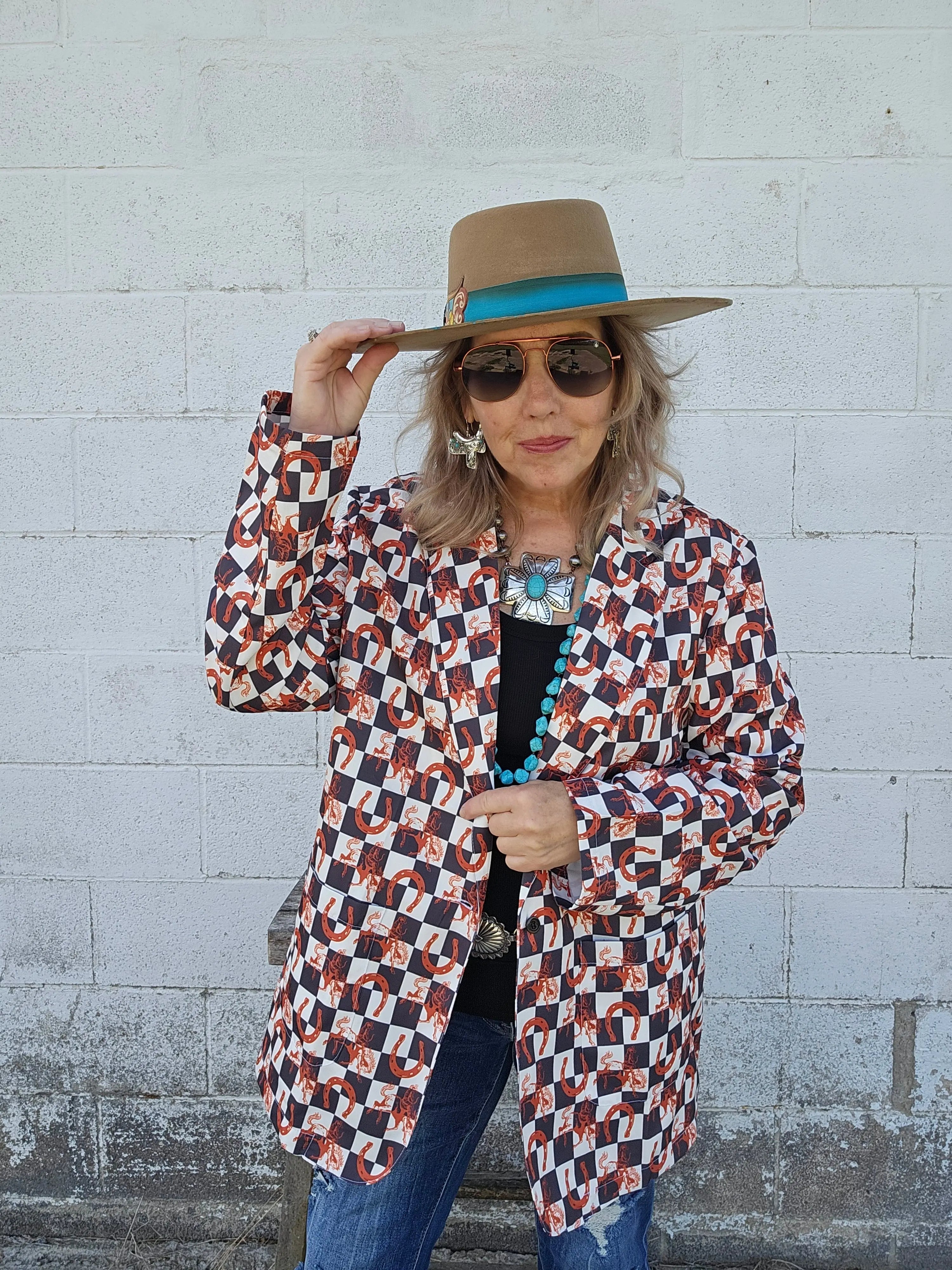 Baha Ranch Checkered Rodeo Women's Western Blazer Baha Ranch Western Wear
