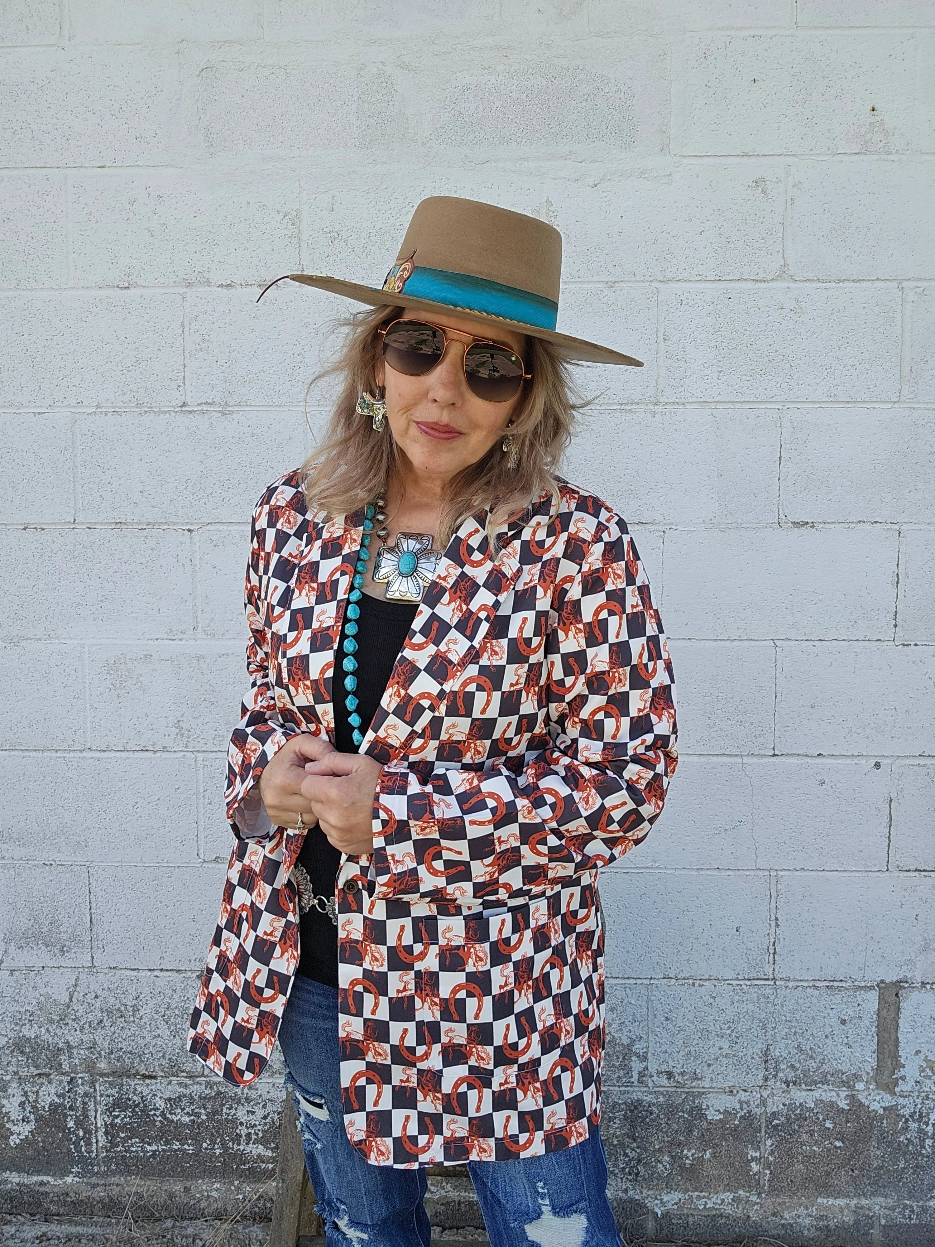 Baha Ranch Checkered Rodeo Women's Western Blazer Baha Ranch Western Wear