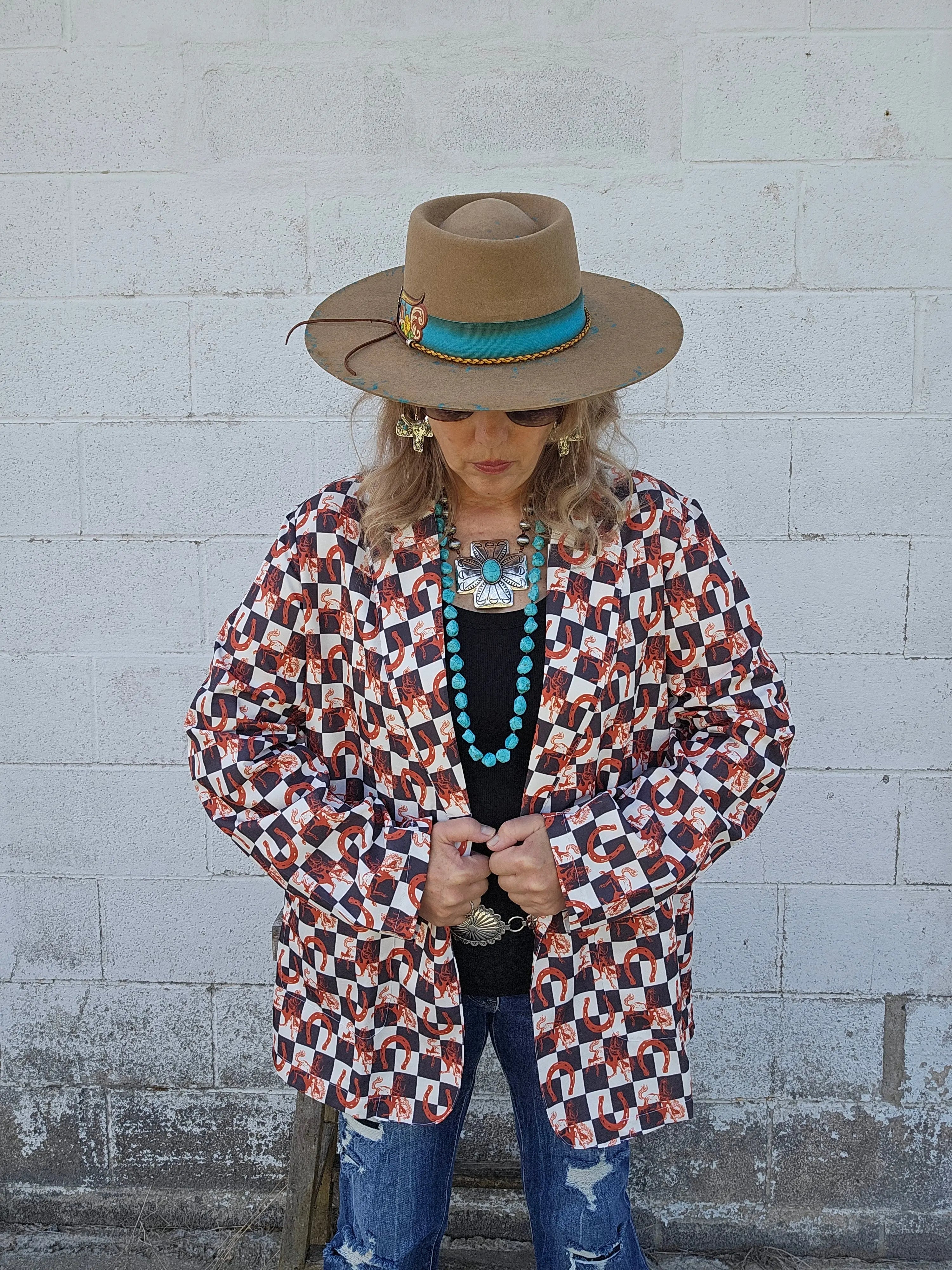 Baha Ranch Checkered Rodeo Women's Western Blazer Baha Ranch Western Wear