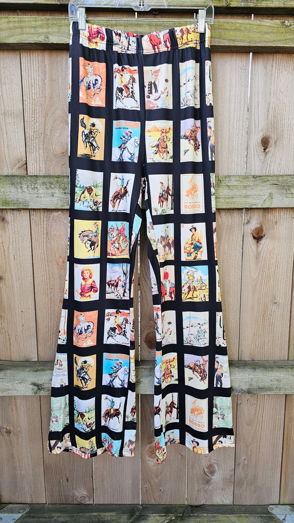 Baha Ranch Vintage Cowboy Collage Western Flare Pants Baha Ranch Western Wear