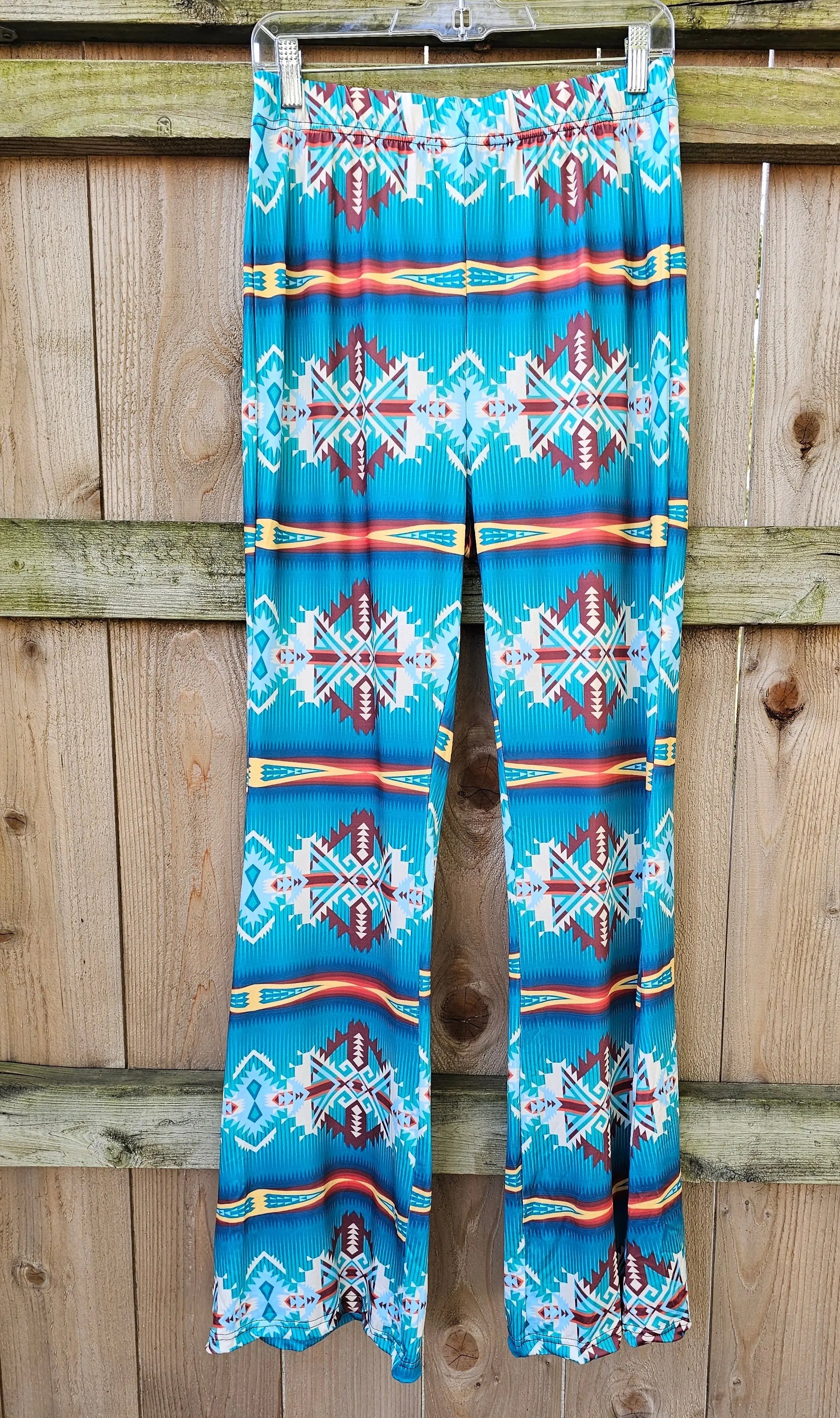 Baha Ranch Teal Aztec Flare Pants Baha Ranch Western Wear