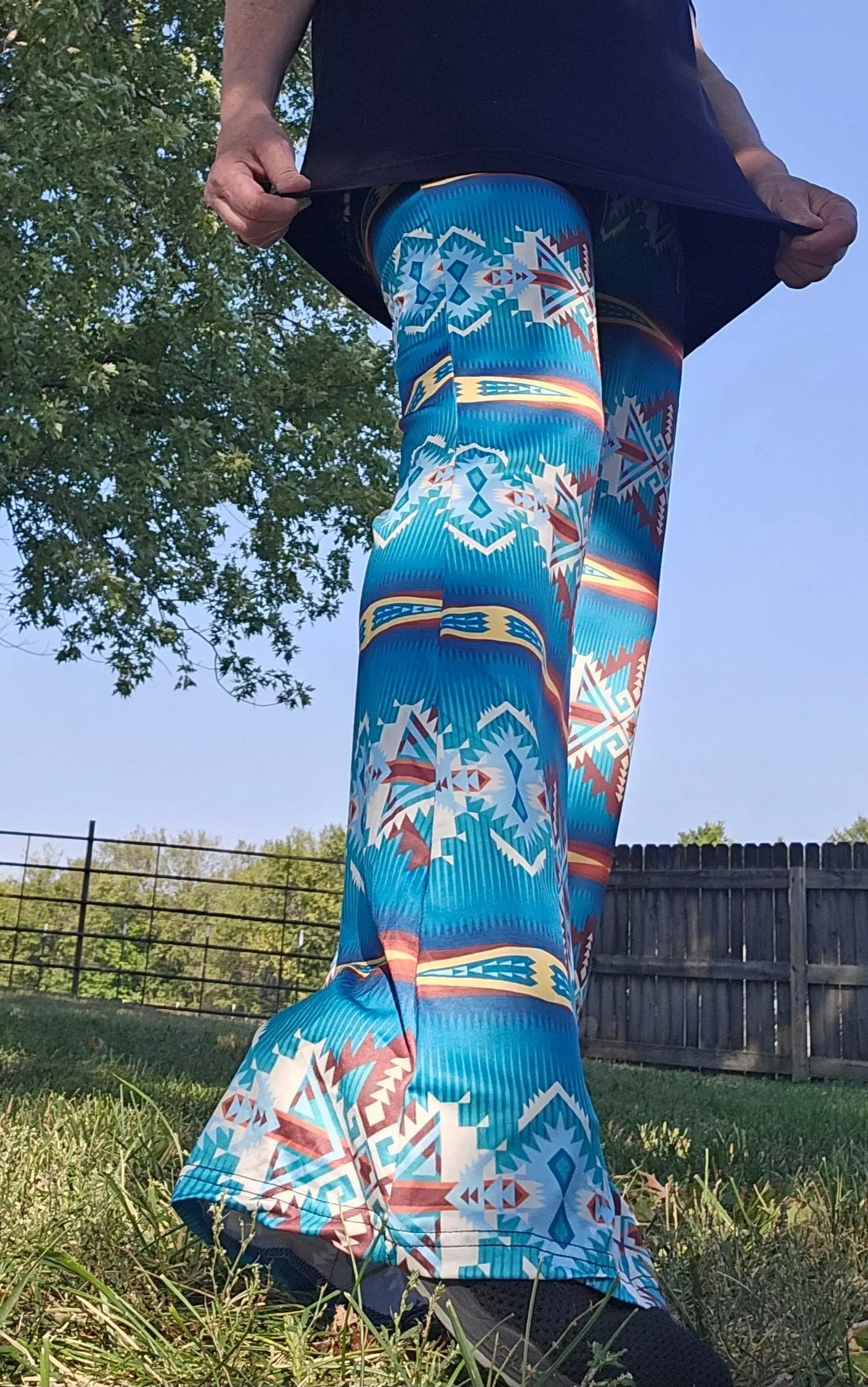 Baha Ranch Teal Aztec Flare Pants Baha Ranch Western Wear