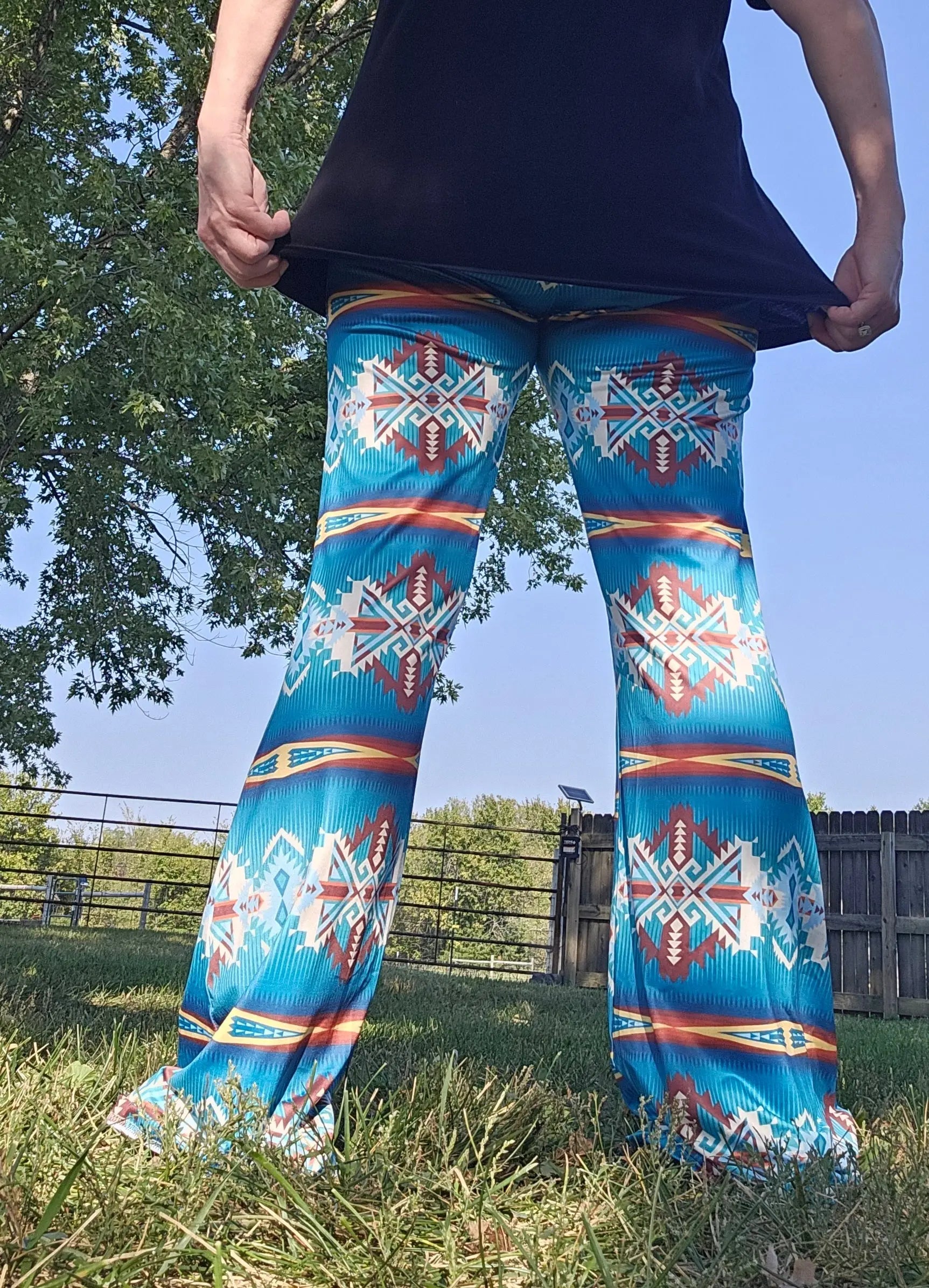 Baha Ranch Teal Aztec Flare Pants Baha Ranch Western Wear