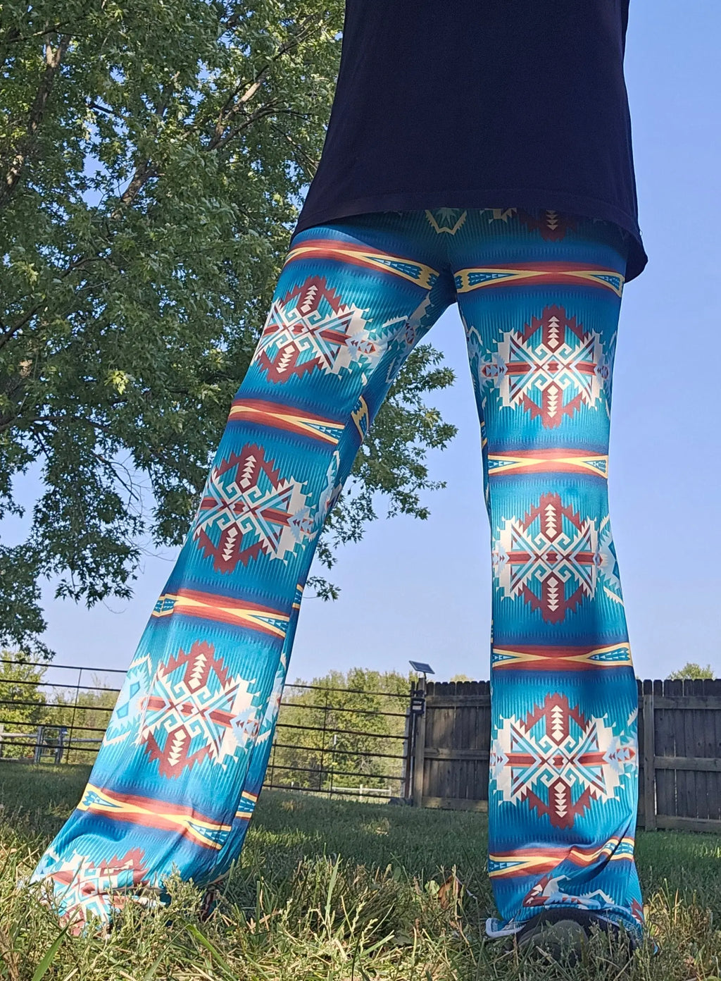 Baha Ranch Teal Aztec Flare Pants Baha Ranch Western Wear