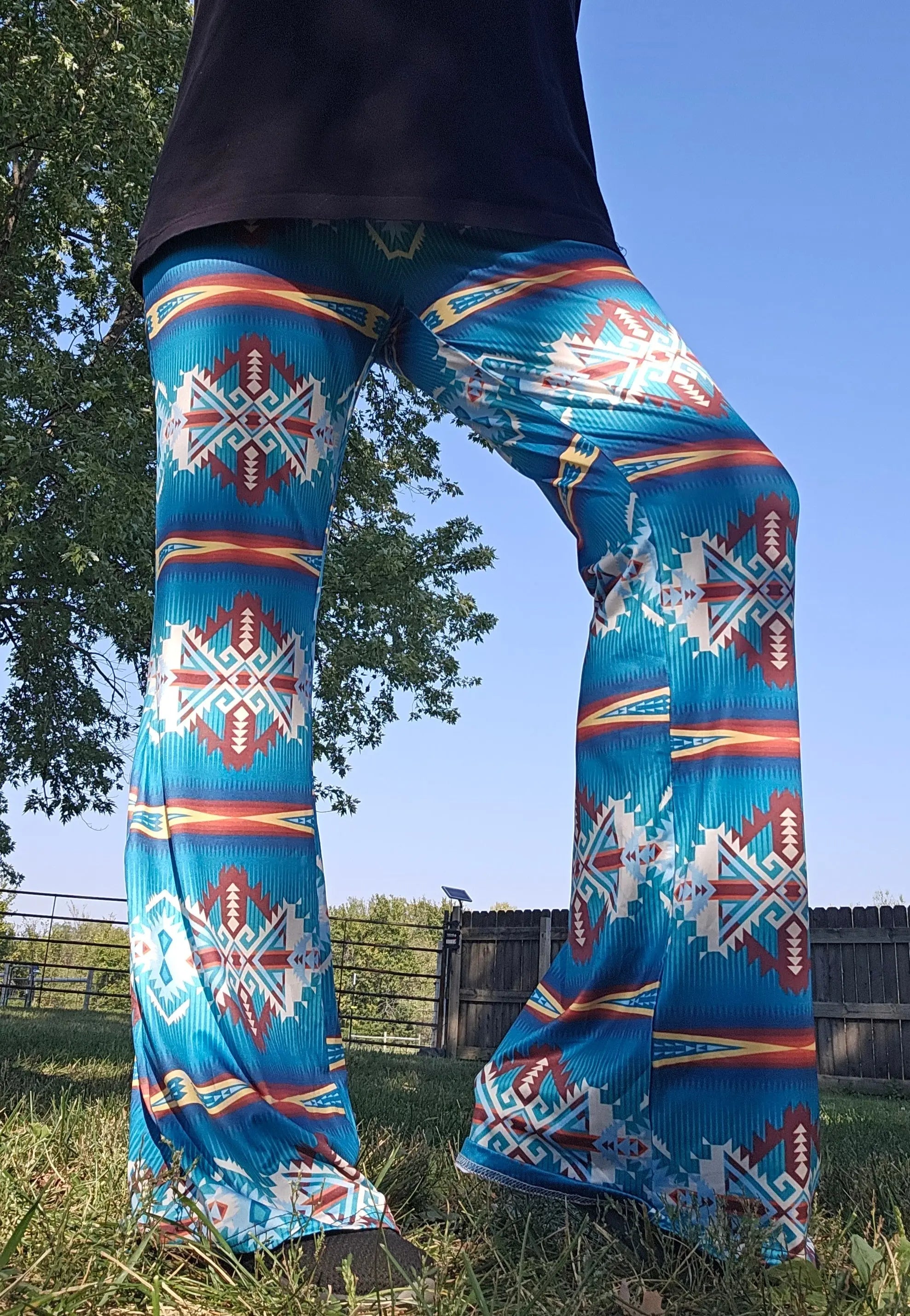 Baha Ranch Teal Aztec Flare Pants Baha Ranch Western Wear