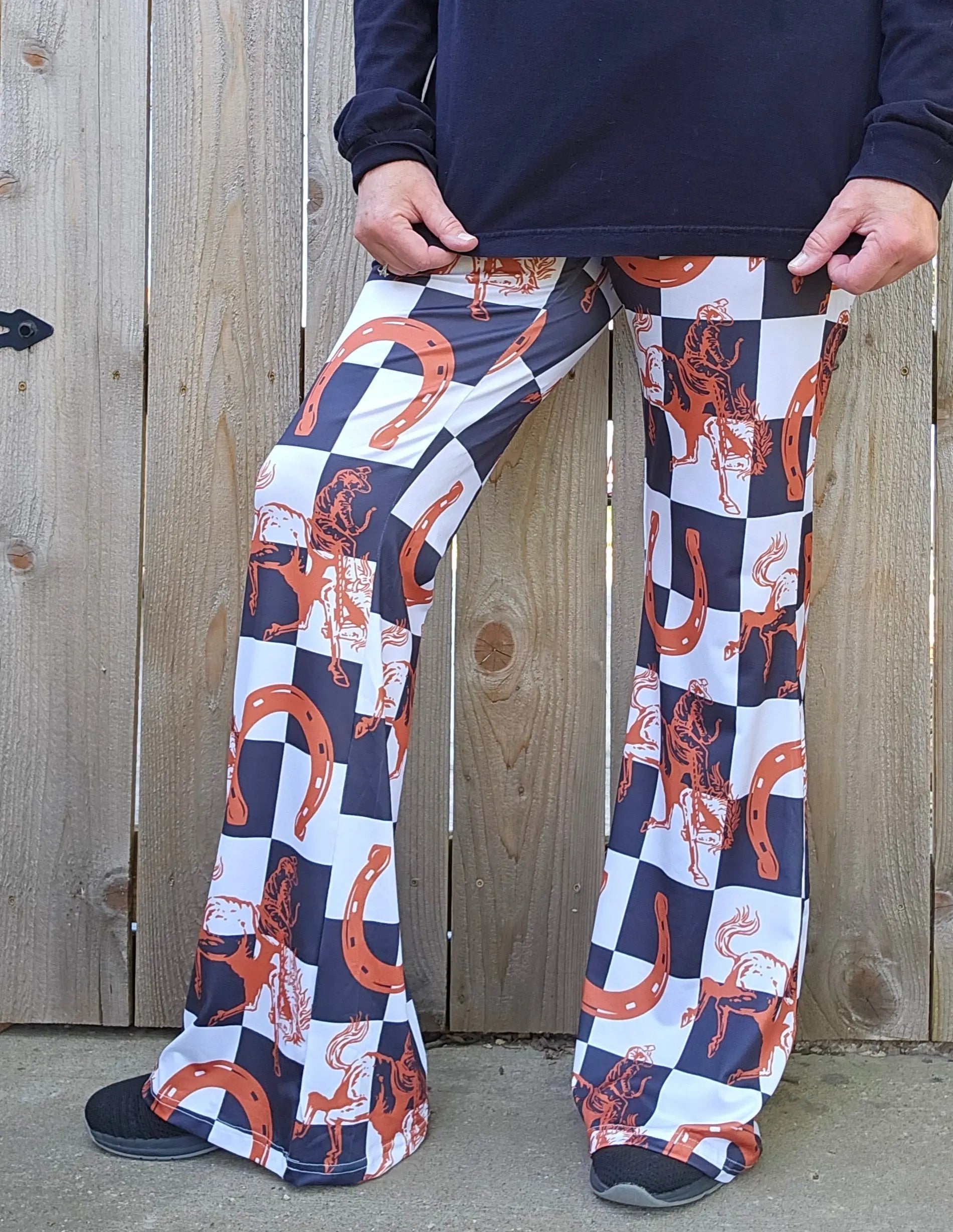 Baha Ranch Checkered Rodeo Flare Pants Baha Ranch Western Wear