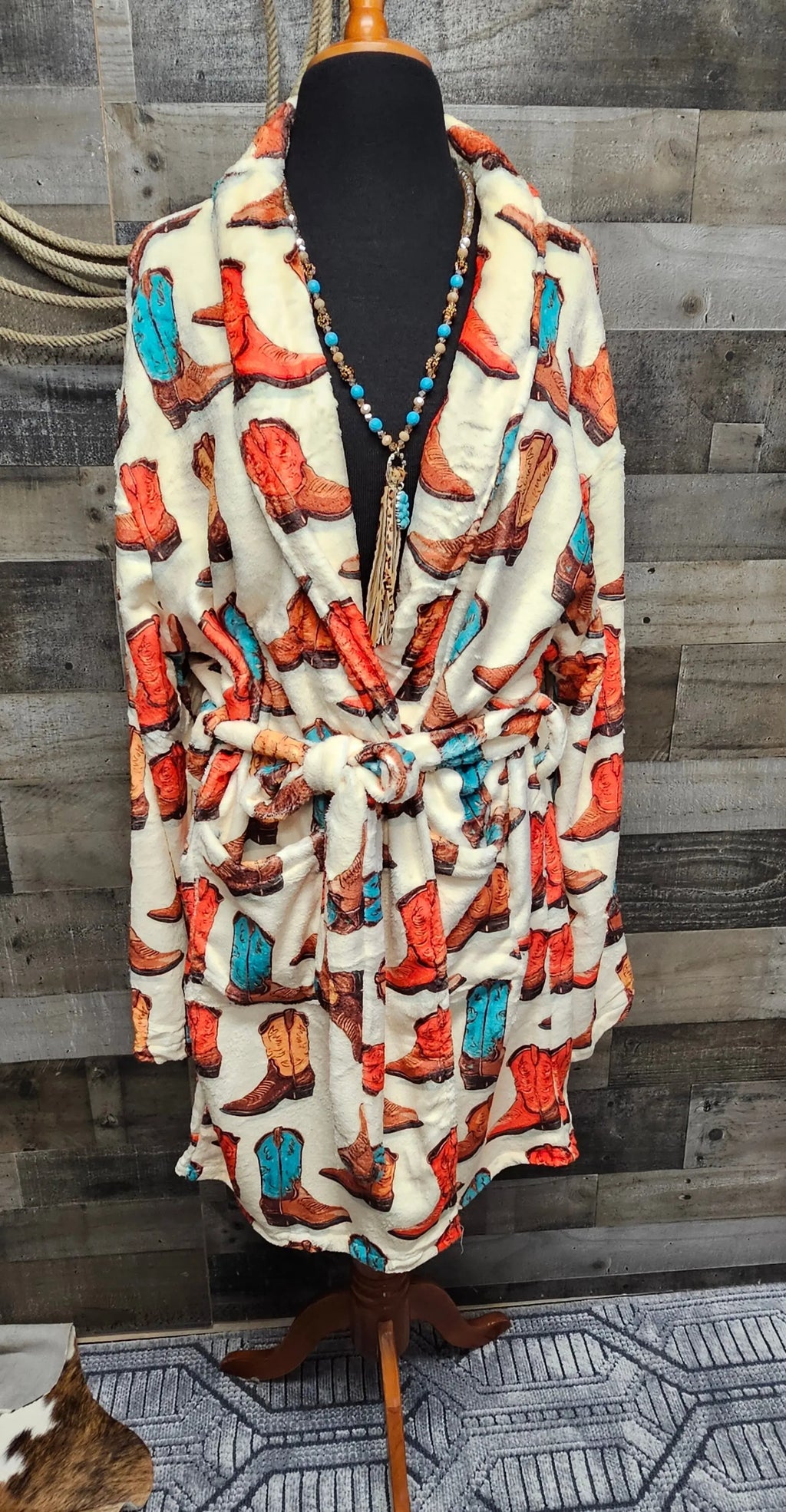 Baha Ranch Got My Boots Western Bath Robe Baha Ranch Western Wear