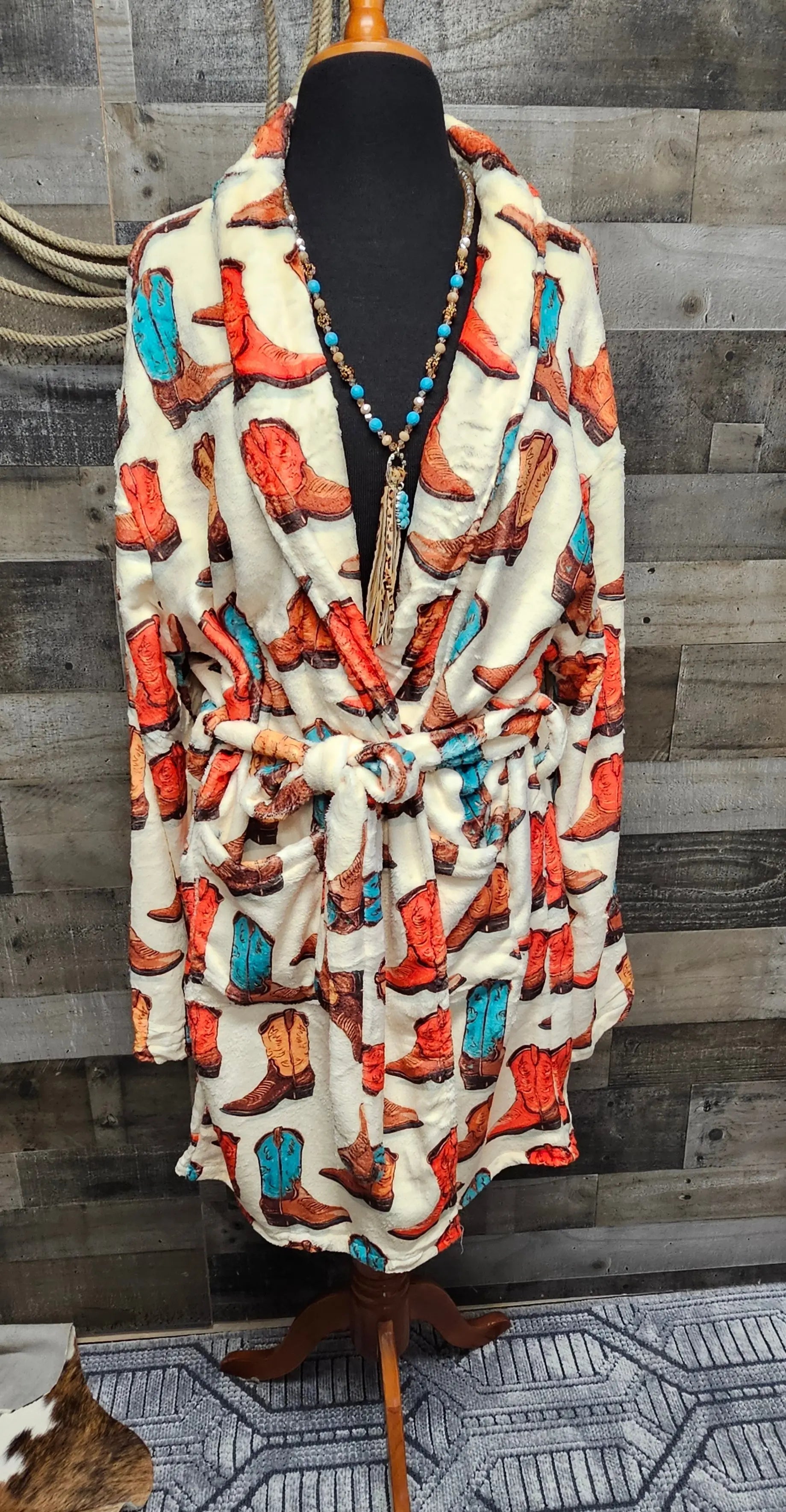 Baha Ranch Got My Boots Western Bath Robe Baha Ranch Western Wear