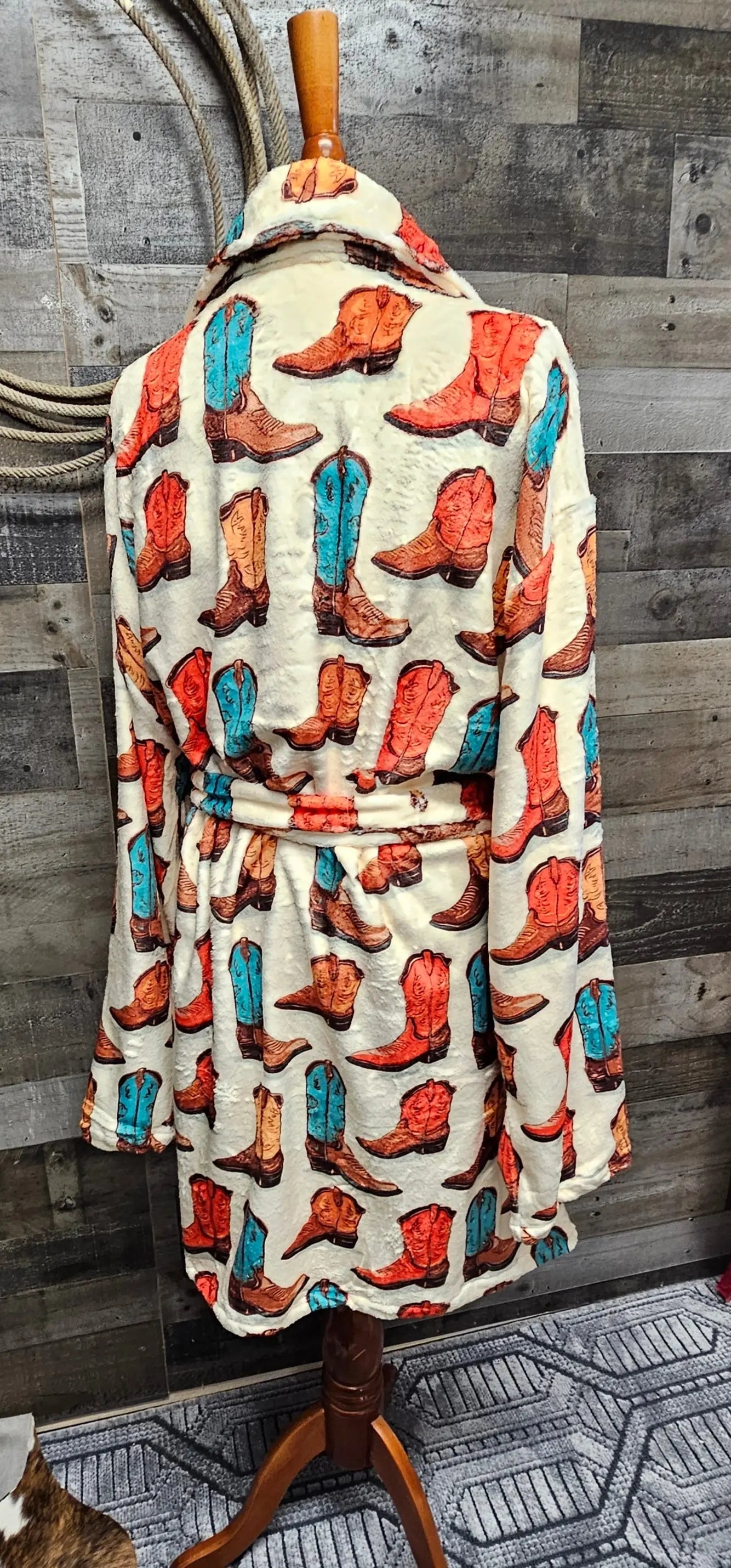 Baha Ranch Got My Boots Western Bath Robe Baha Ranch Western Wear