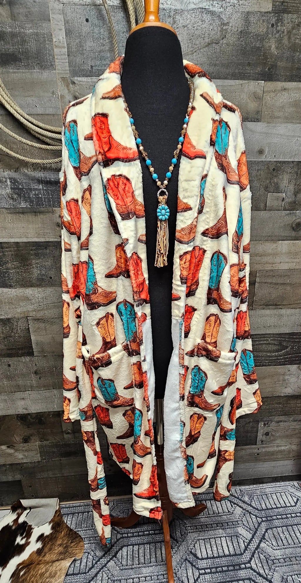 Baha Ranch Got My Boots Western Bath Robe Baha Ranch Western Wear