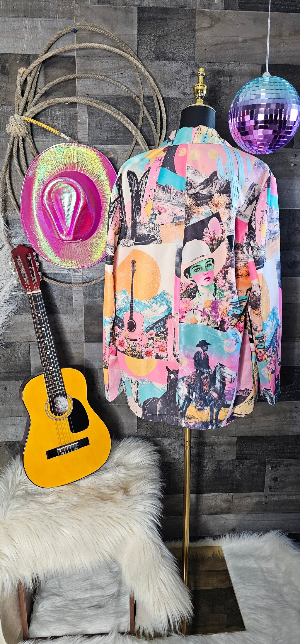 Baha Ranch Retro Pop Western Collage Blazer Baha Ranch Western Wear