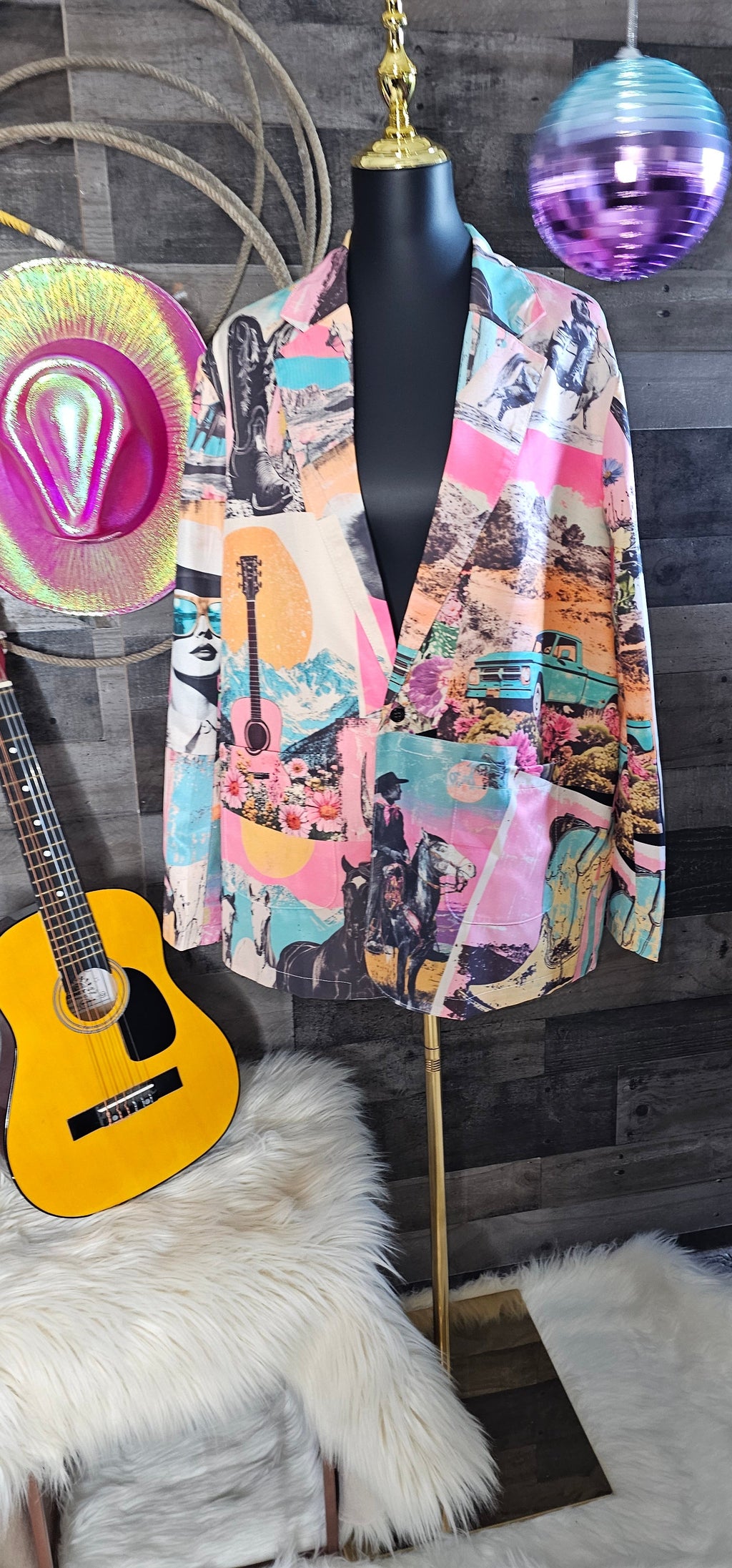 Baha Ranch Retro Pop Western Collage Blazer Baha Ranch Western Wear