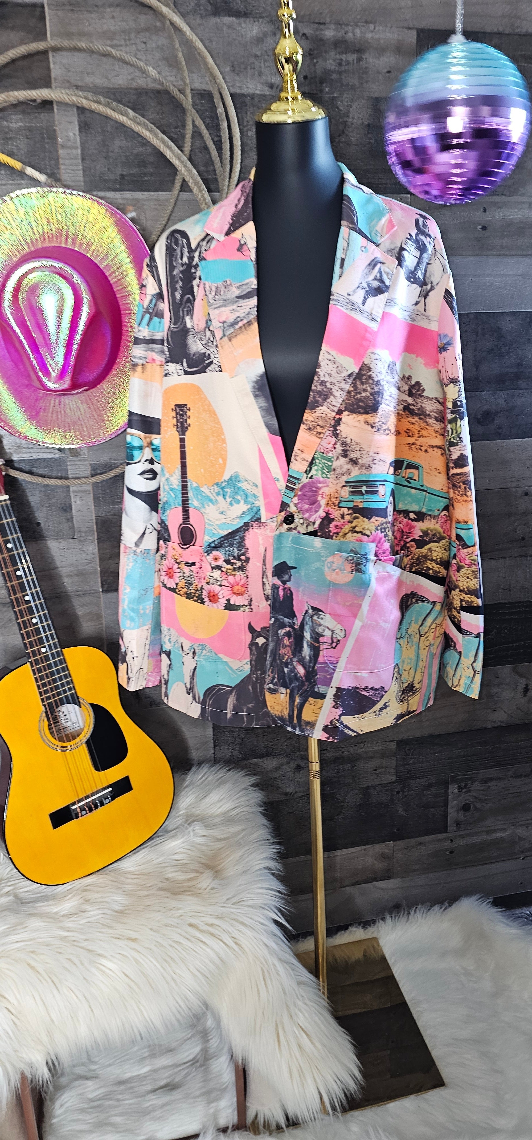 Baha Ranch Retro Pop Western Collage Blazer Baha Ranch Western Wear
