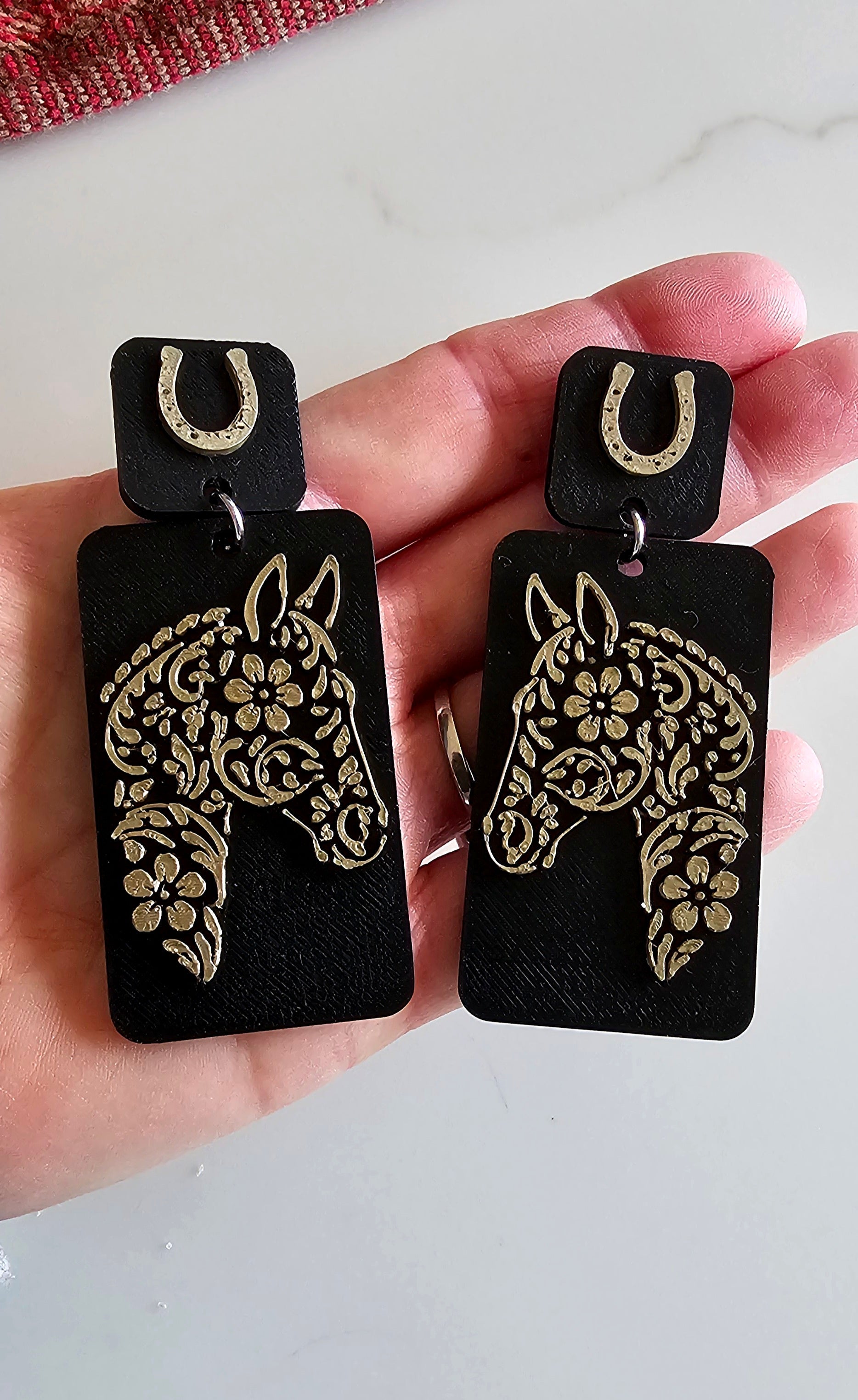 3D Print Horse Equestrian Western Earrings Made in America choice of colors Baha Ranch Western Wear