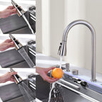 Pull-out Facuet Single Bowl Sink Kitchen Vegetable Sink 304 Whale Waterfall Sink Stainless Steel Dish Sink Vegetable Sink Household Vegetable Washing Basin, Dark Gray