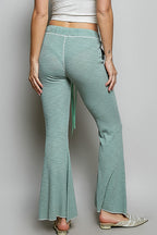 POL Drawstring Textured Ribbed Knit Pants