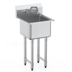 Stainless Steel Prep & Utility Sink, 1 Compartment Free Standing Small Sink Include Faucet & legs, 18'x41' Commercial Single Bowl Sinks for Garage, Restaurant, Kitchen, Laundry