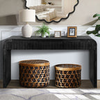 59'' Vintage Crafted Entryway Table,Two Hidden Handle Drawers,Farmhouse Console Table ,Easy Assembly, for Entrance & Dinning Room & Living Room & Hallway (Antique Black)