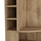 FM FURNITURE Clifton Corner Bar Cabinet, with 5 shelves,Cup Hanger and Eight Built-in Wine Rack,Macadamia
