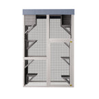70.5＂ Tall Wooden Catio Outdoor Cat Enclosure, Gray Cat House Large Solid Wood Cage Playpen with 6 Jumping Platforms & 2 Napping Houses, Movable tarp cover