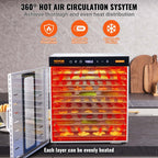 Food Dehydrator Machine, 10 Stainless Steel Trays, 1000W Electric Food Dryer with Digital Adjustable Timer & Temperature for Jerky, Herb, Meat, Beef, Fruit, Dog Treats and Vegetables