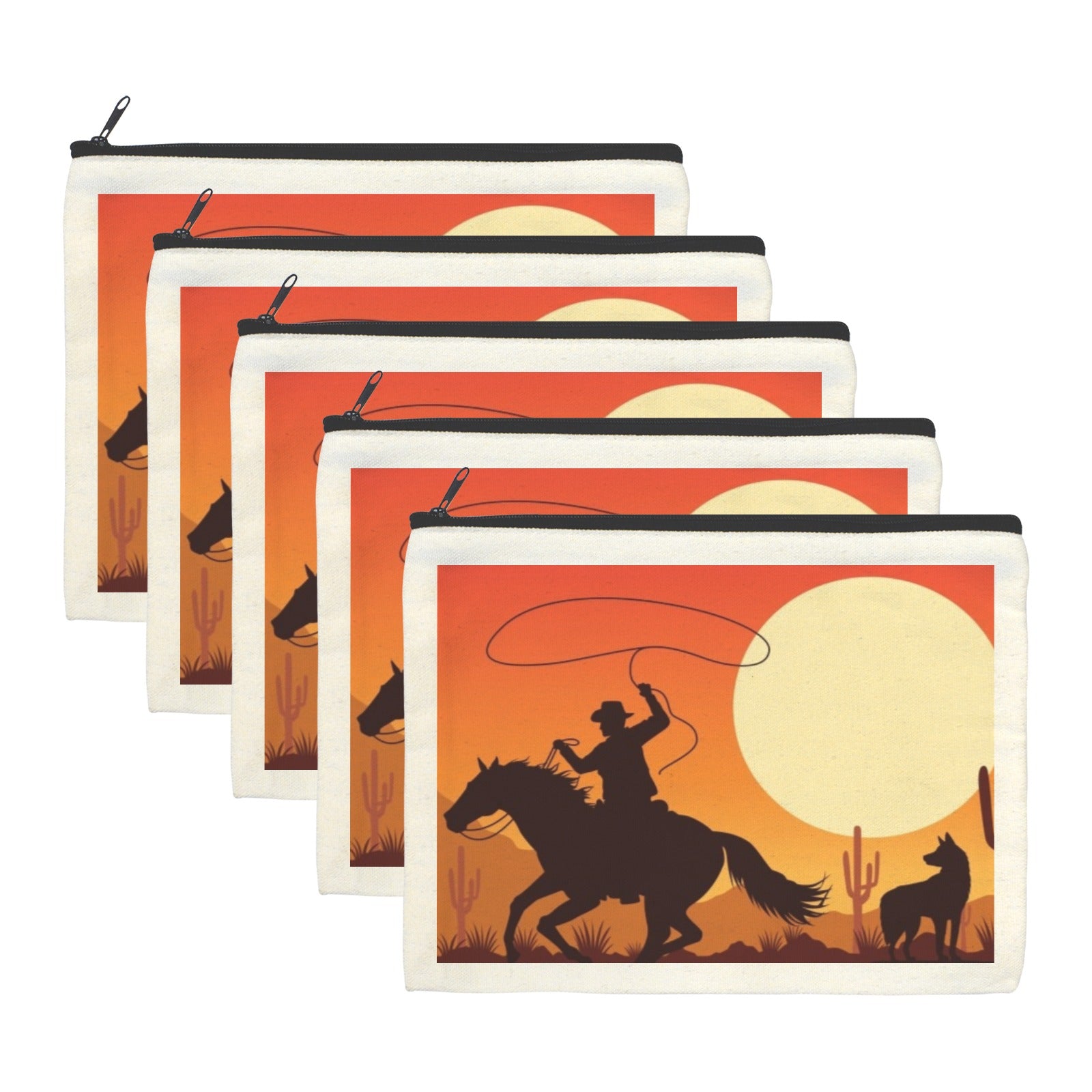 Cowboy Sunset Cosmetic Bag Pack of 5 Made in America Baha Ranch Western Wear