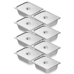 8 Pack Hotel Pans, 1/2 Size Anti-Jam Steam Pan with Lid, 0.8mm Thick Stainless Steel Steam Table Pan, 4-Inch Deep Commercial Table Pan, Catering Storage Food Pan, for Industrial & Scientific