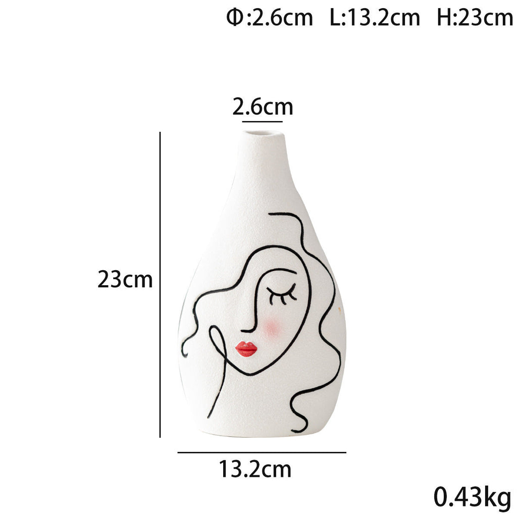 Hand-painted Face Plain Burning Ceramic Vase Soft Decoration