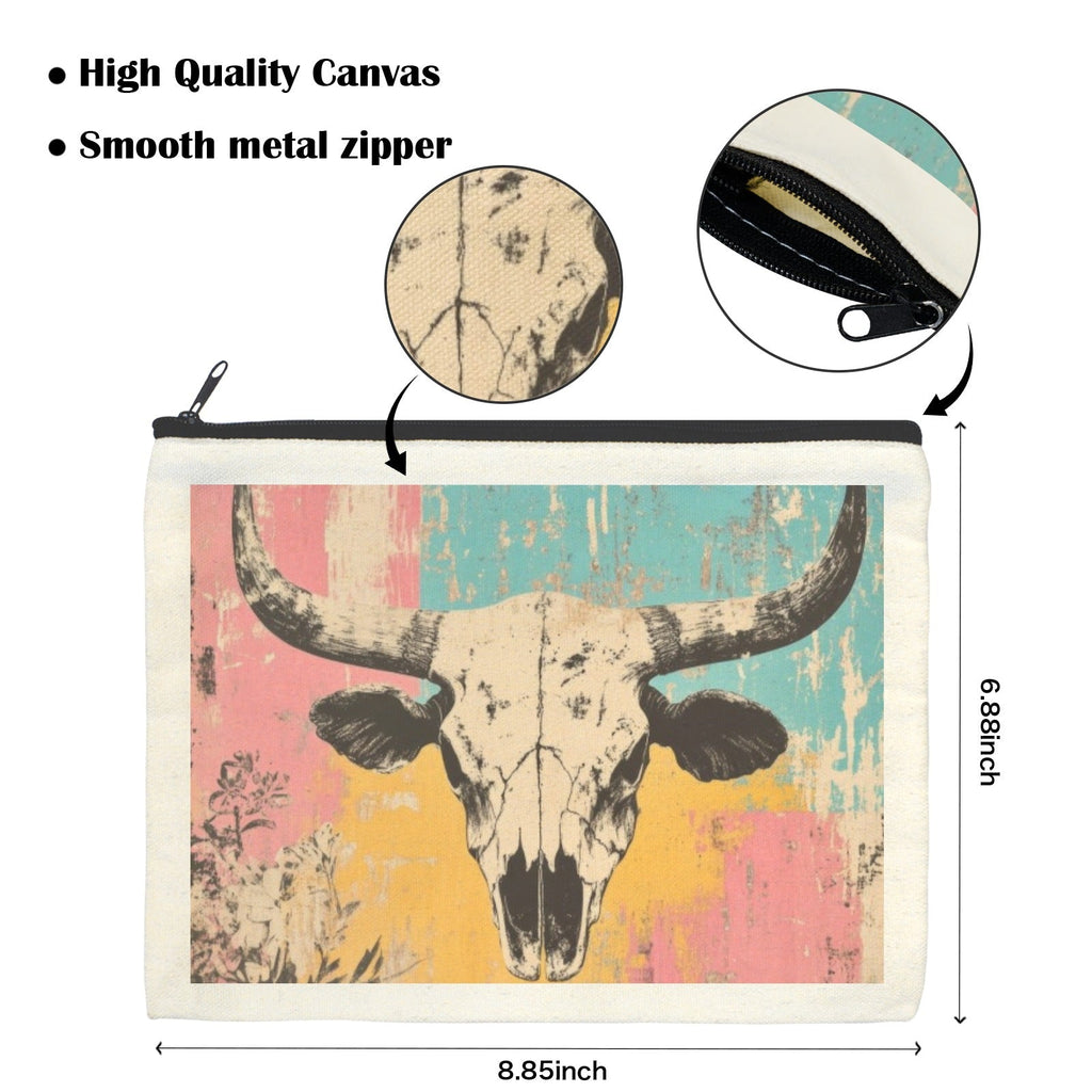 Baha Ranch Pop Western Skull Cosmetic Bag Pack of 5 Made in America Baha Ranch Western Wear