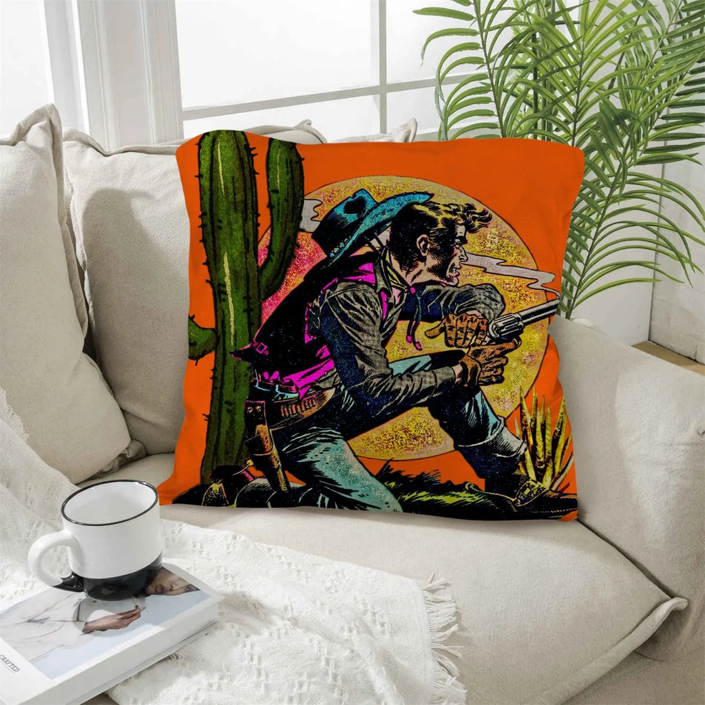 Wild West Cowboy Throw Pillow Case Made in America Baha Ranch Western Wear