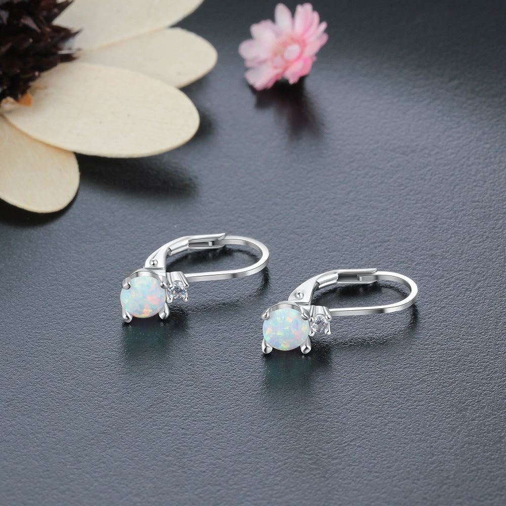 Simple Earrings S925 Silver Jewelry Women's Round