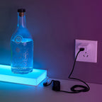 LED Lighted Liquor Bottle Display, 1-Tier 48 Inches Whiskey Rack, Supports USB, Illuminated Home Bar Shelf with RF Remote & App Control, 7 Static Colors, Acrylic Lighted Shelf for 12 Bottles