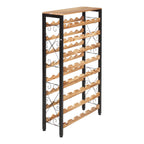 48 Bottle Wine Rack,8-Tier Wine Bottle Holder,Freestanding Floor Display Wine Storage Shelves with Wood Table Top,For Kitchen Pantry, Cellar, Bar, Dining Room, Living Room, Black