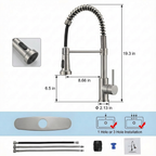 Kitchen Faucet with Pull Down Sprayer Industrial 1 Handle 1 Hole Or 3 Hole Faucet for Farmhouse Camper Laundry Utility Rv Wet Bar Sinks, Stainless Steel, Brushed Nickel
