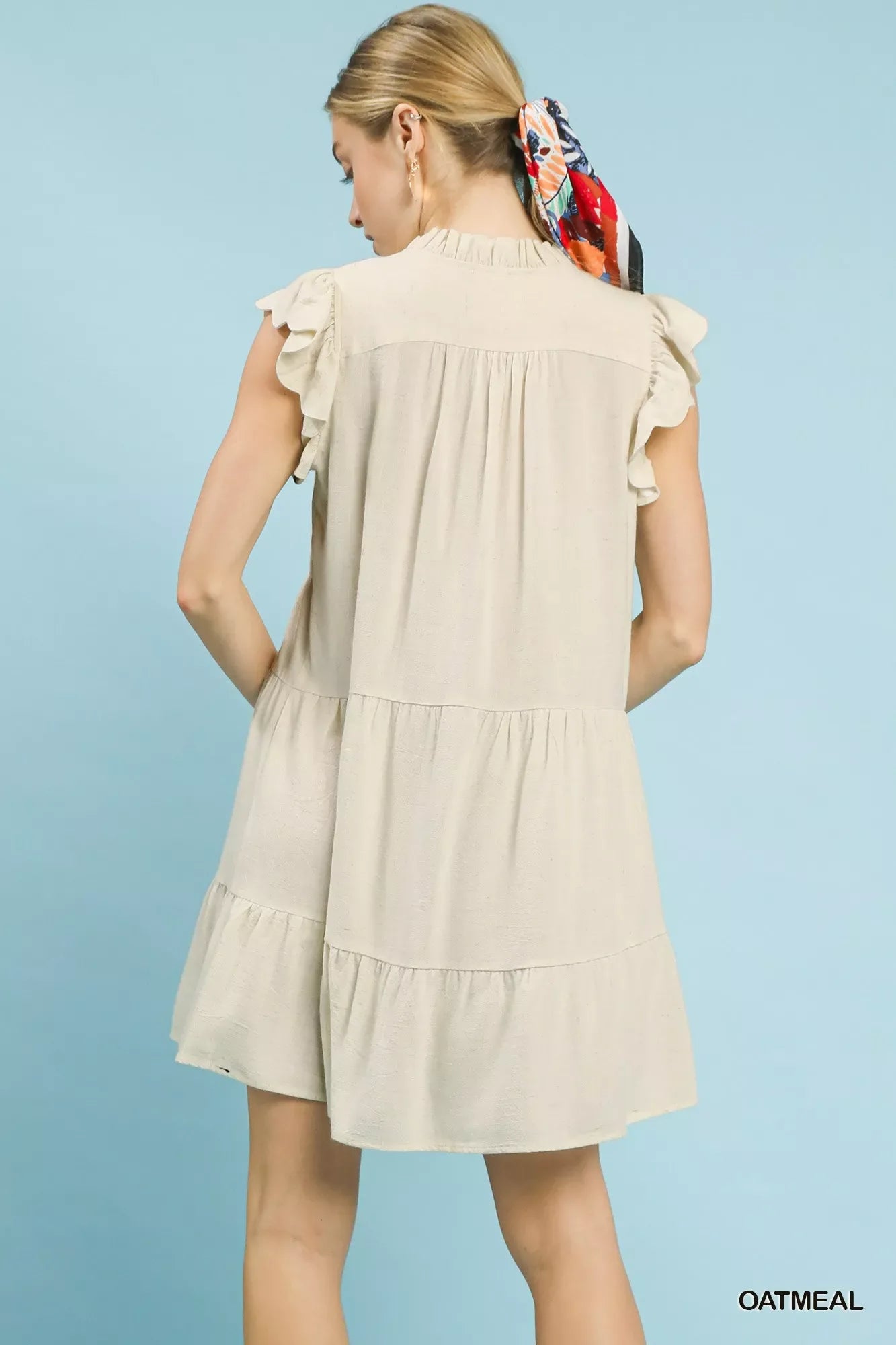 Umgee Linen Tiered Baby Doll Dress