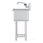 Stainless Steel Prep & Utility Sink, 1 Compartment Free Standing Small Sink Include Faucet & legs, 18'x41' Commercial Single Bowl Sinks for Garage, Restaurant, Kitchen, Laundry