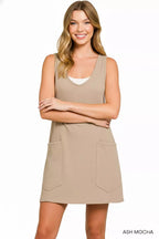 Zenana Washed Slub Adjustable Strap Overall Dress