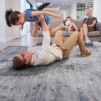 NAAR MARFI Collection 2X8 Silver / Blue / Abstract Runner Rug