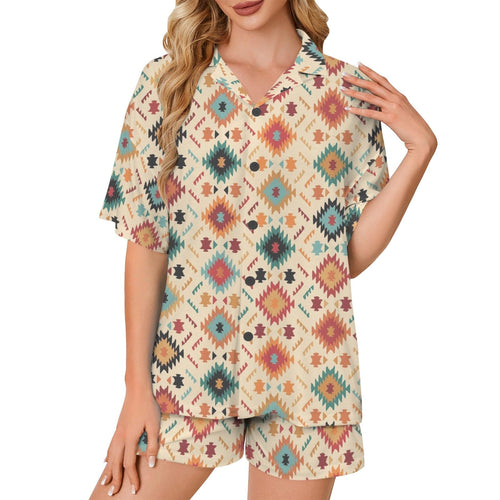 Baha Ranch Cream Aztec Women's Pajama Set Made in America Baha Ranch Western Wear