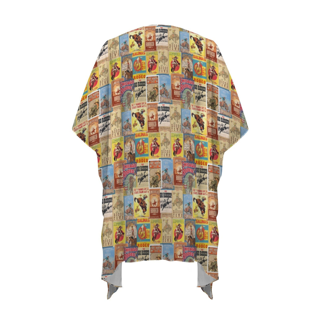 Baha Ranch Vintage Rodeo Poster Duster Kimono Coverup Women's Long Cover Up Baha Ranch Western Wear