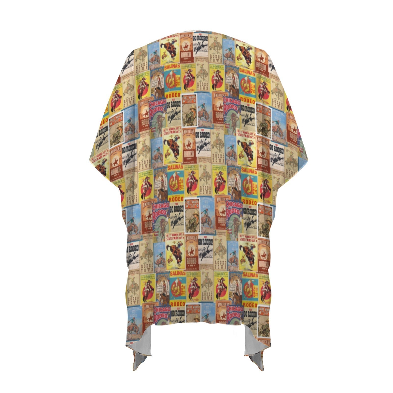 Baha Ranch Vintage Rodeo Poster Duster Kimono Coverup Women's Long Cover Up Baha Ranch Western Wear