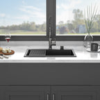 Quartz Kitchen Sink - 33' x 22' Black Granite Composite Drop-In Sink with Durable Construction