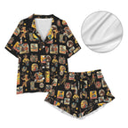 Baha Ranch Vintage Cowgirl Collage Western Ruffle Satin Pajama Set Baha Ranch Western Wear