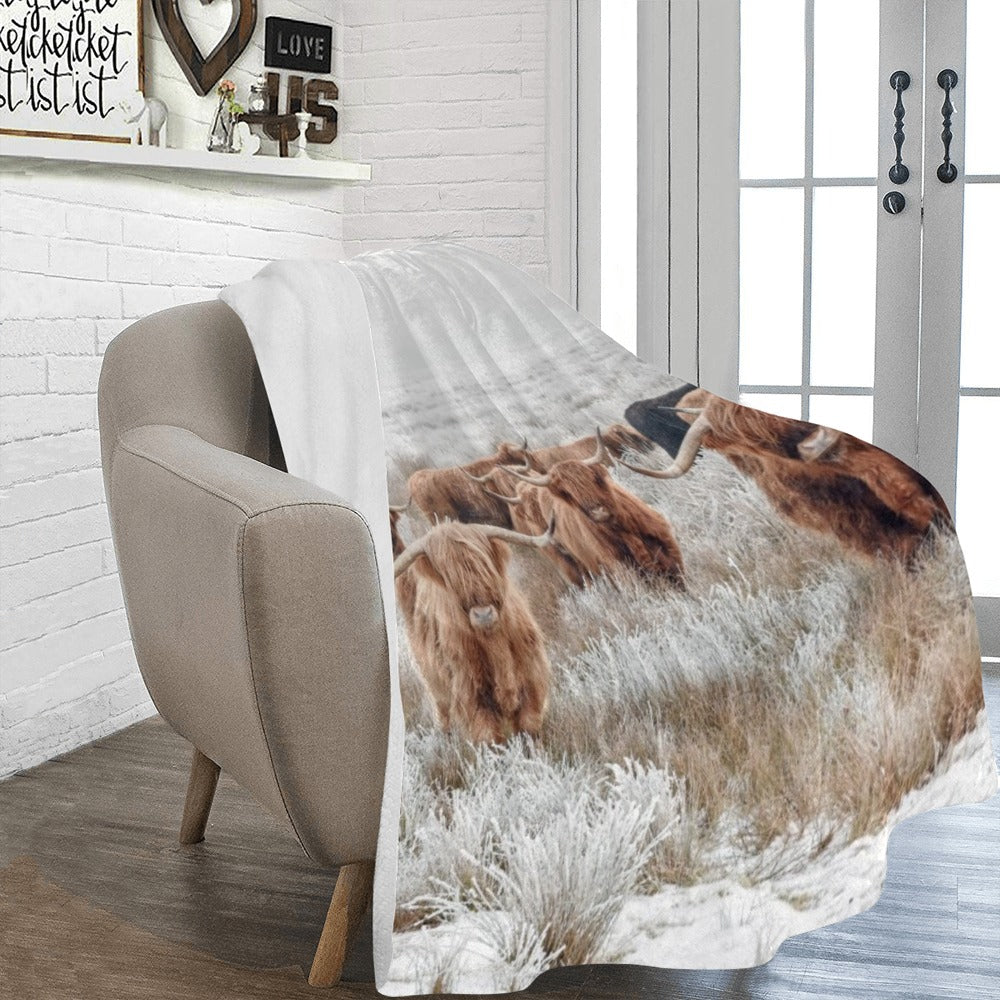 Highland Cow Throw Blanket Ultra-Soft Micro Fleece Blanket 60" x 80" Made in America Baha Ranch Western Wear